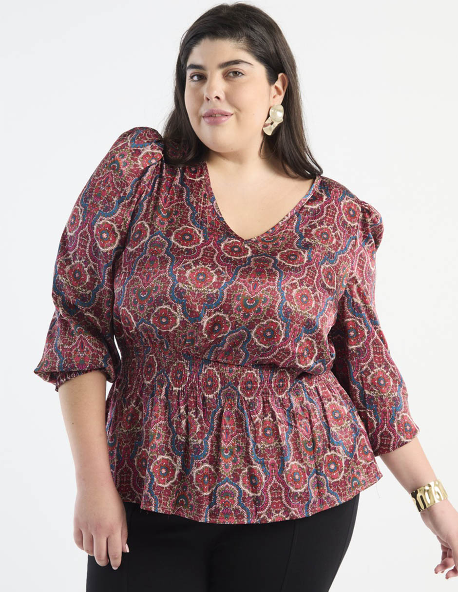 Blusa peplum manga 3/4 para mujer