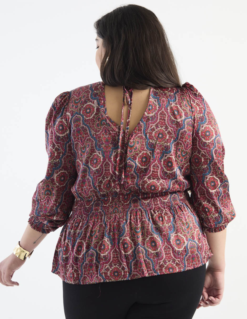 Blusa peplum manga 3/4 para mujer 2