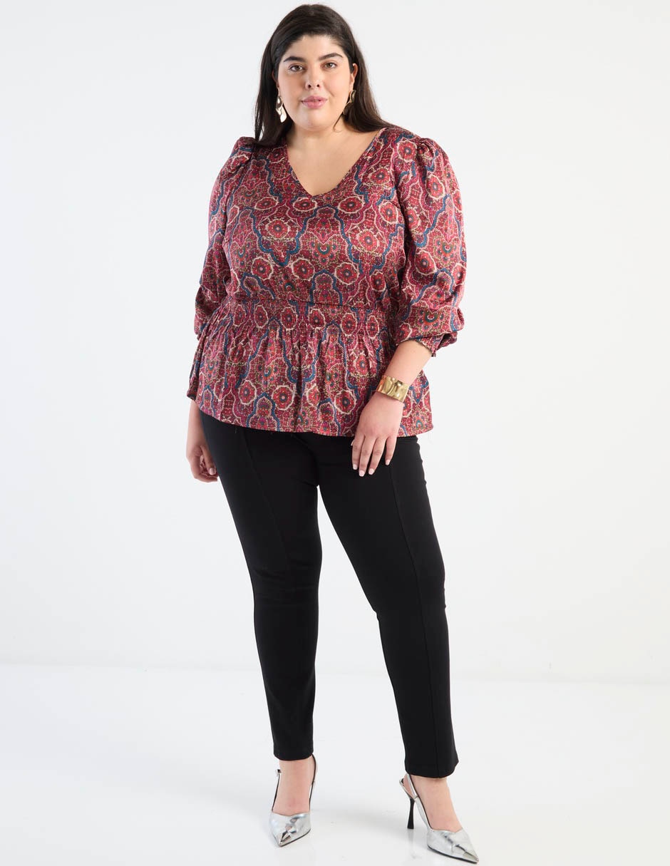 Blusa peplum manga 3/4 para mujer 3