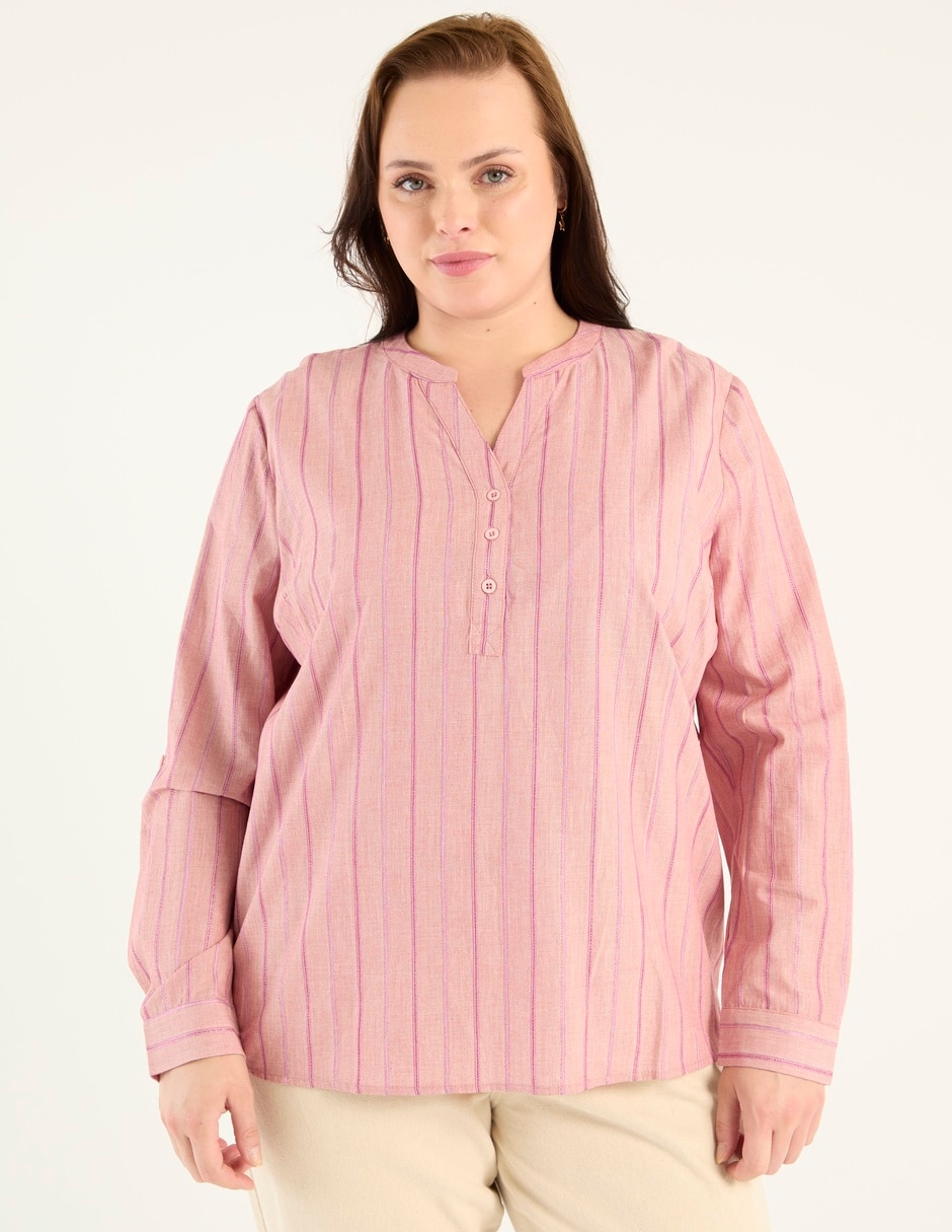 Blusa camisera manga larga para mujer