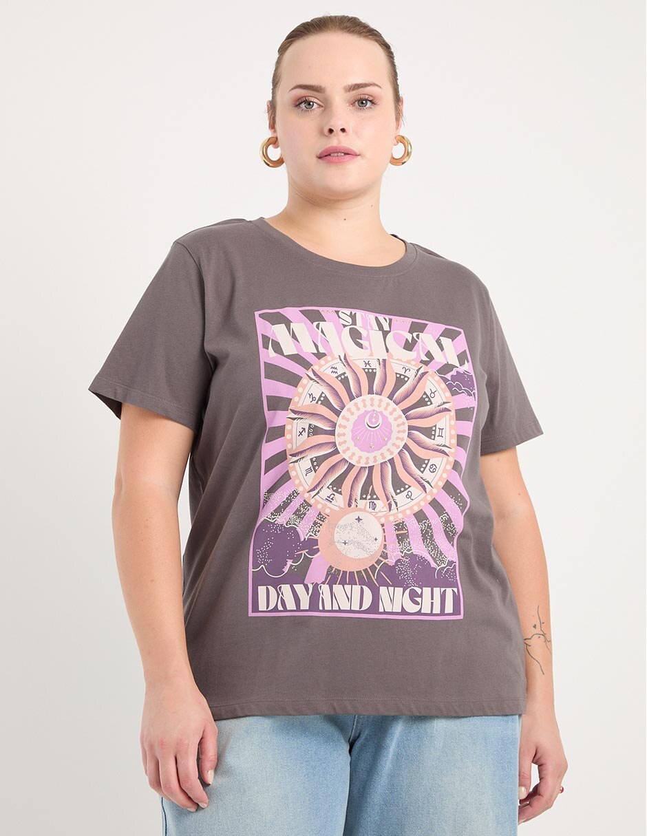 Playera manga corta cuello redondo para mujer