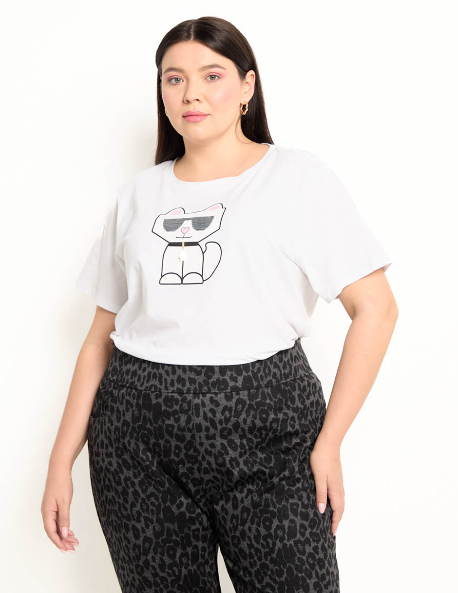 Playera manga corta Karl Lagerfeld Paris cuello redondo para mujer