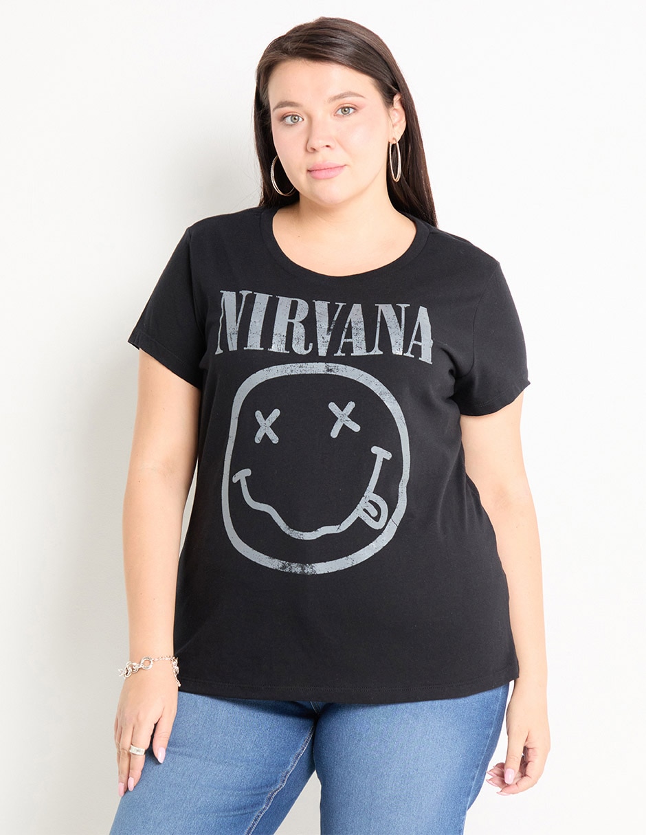 Playera manga corta Tee Bar Nirvana cuello redondo para mujer