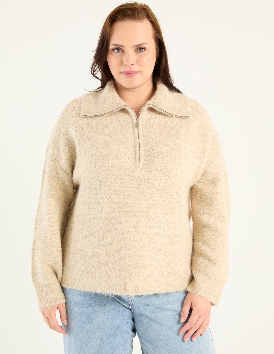 Suéter cuello con cierre para mujer Suéter cuello con cierre para mujer