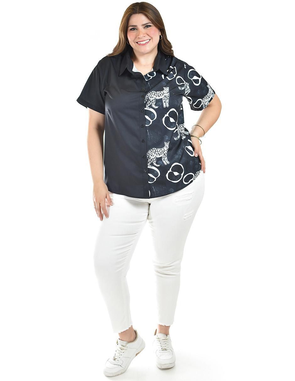 Blusa camisera manga corta para mujer 6