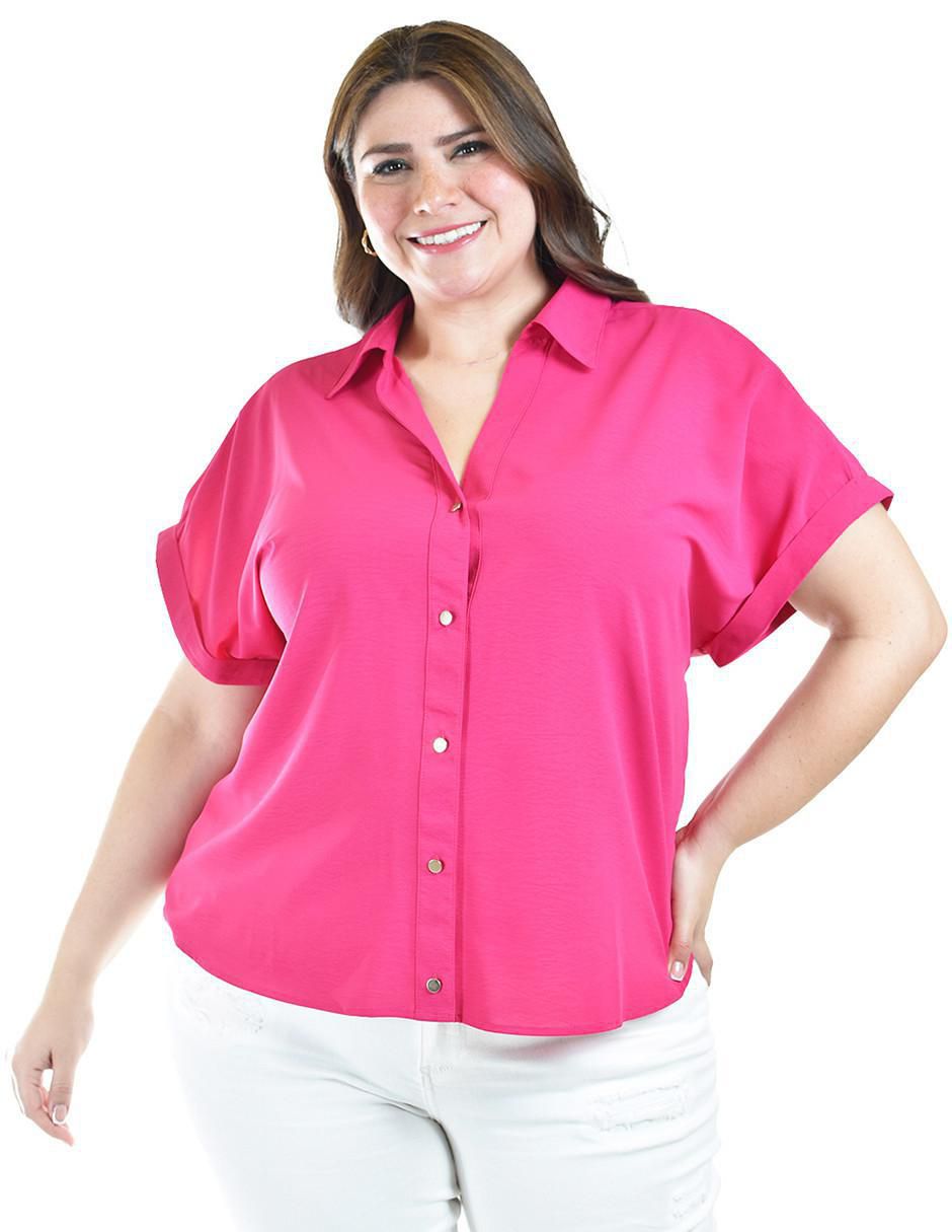 Blusa camisera manga corta para mujer
