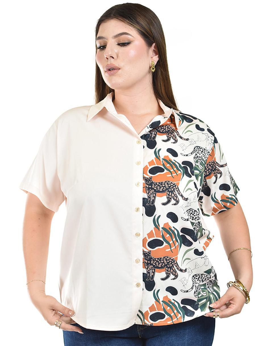 Blusa camisera manga corta para mujer 4