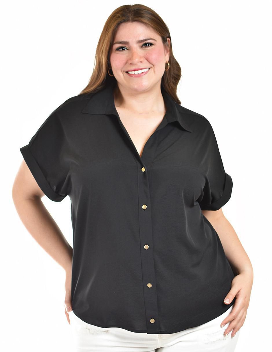 Blusa camisera manga corta para mujer