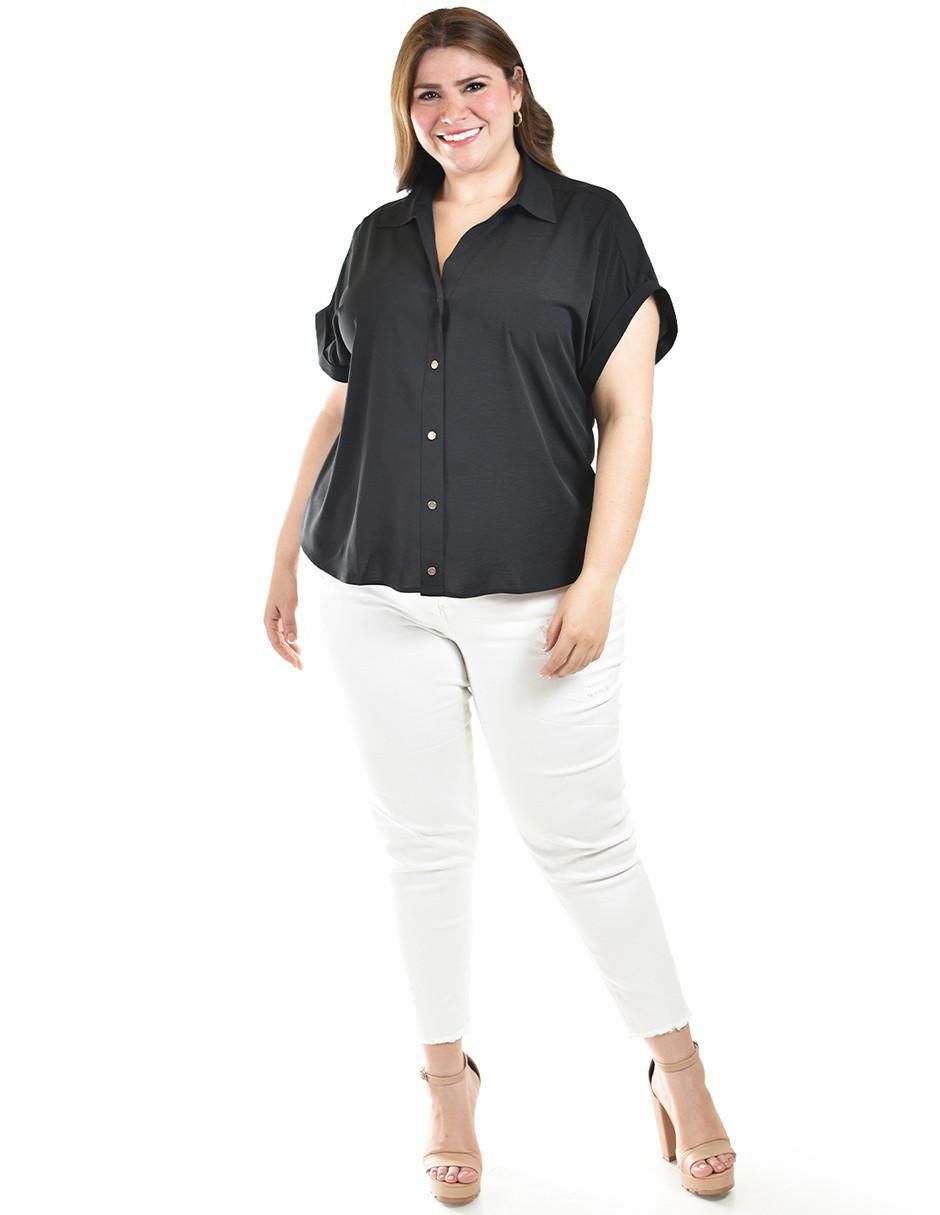 Blusa camisera manga corta para mujer 5