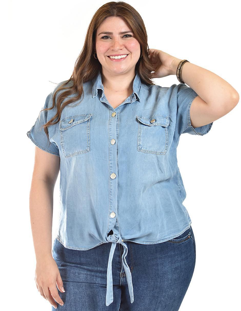 Blusa camisera manga corta para mujer