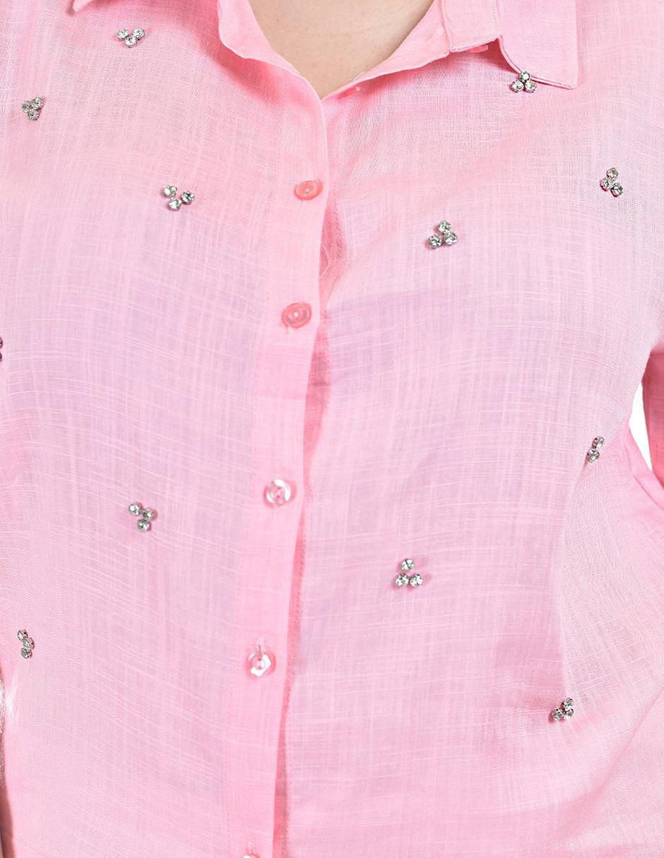 Blusa camisera manga corta para mujer 4