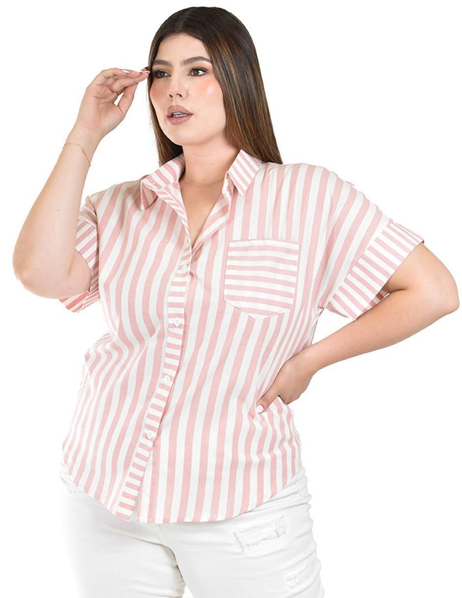 Blusa camisera manga corta para mujer