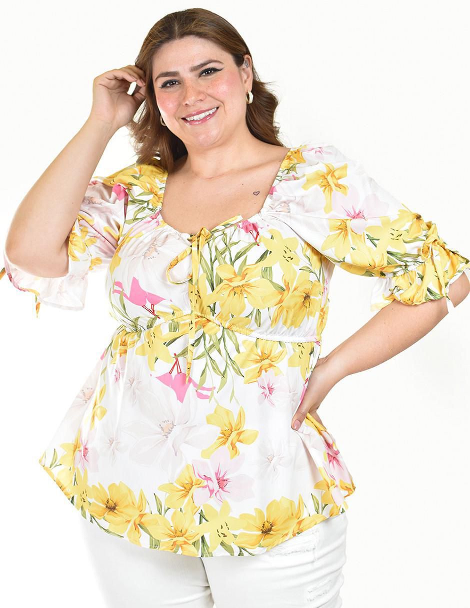 Blusa manga al codo para mujer