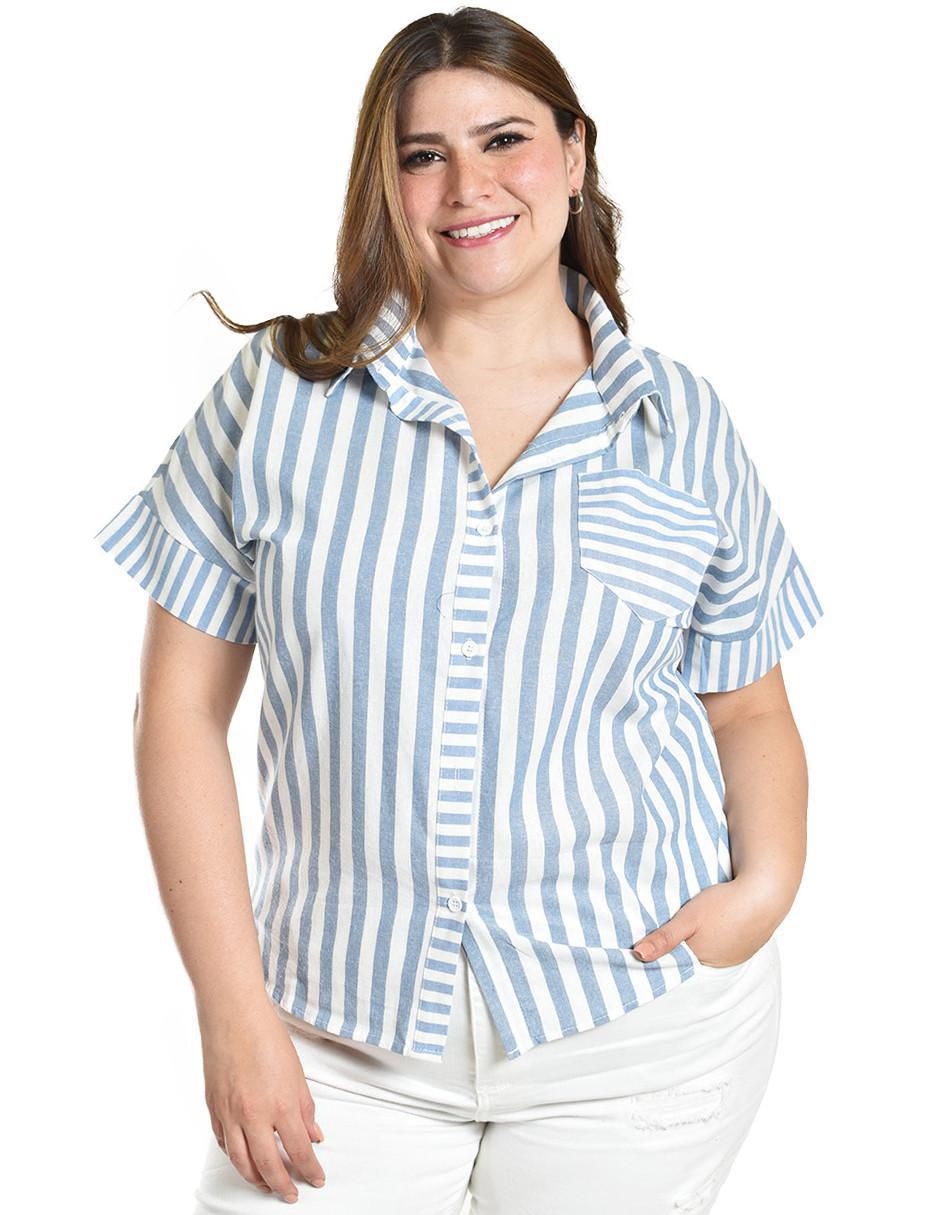 Blusa camisera manga corta para mujer