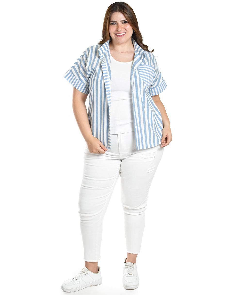 Blusa camisera manga corta para mujer 4