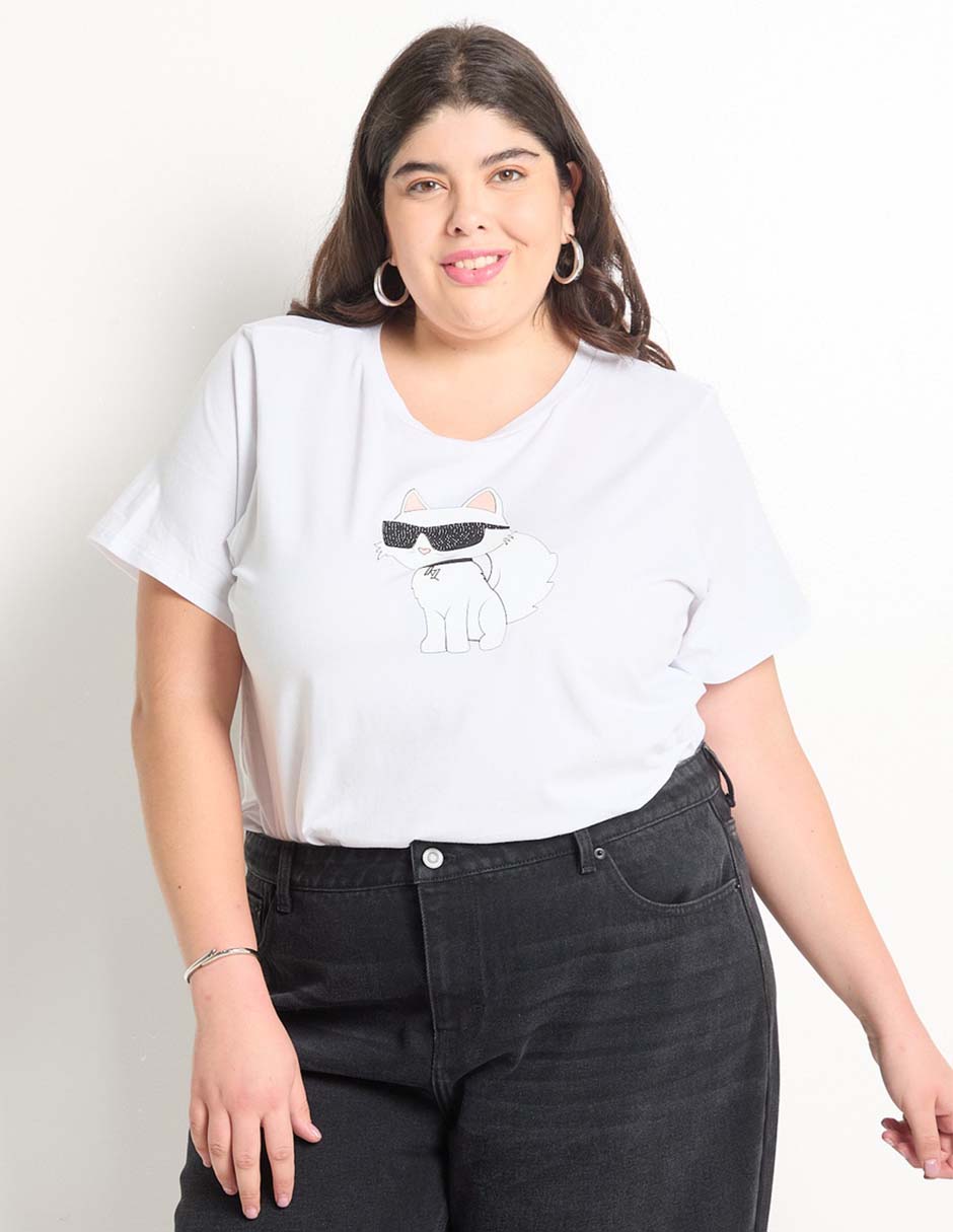 Playera manga corta cuello redondo para mujer