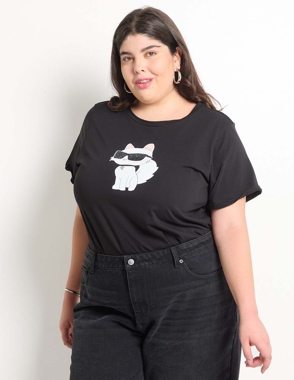 Playera manga corta cuello redondo para mujer