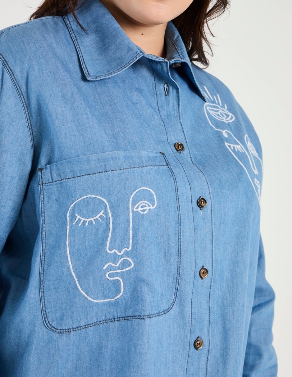 Blusa camisera manga larga para mujer 4
