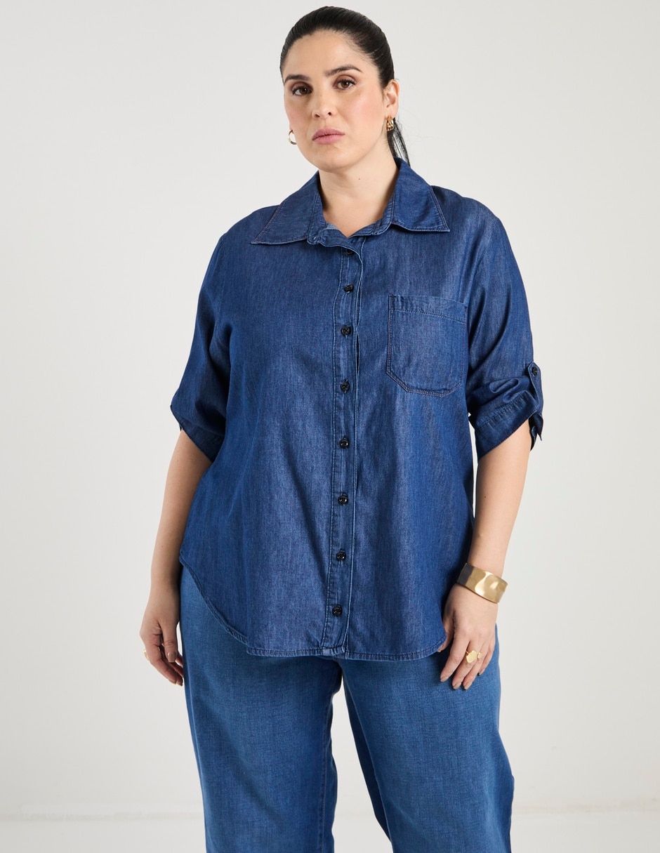 Blusa camisera manga 3/4 para mujer Blusa camisera manga 3/4 para mujer
