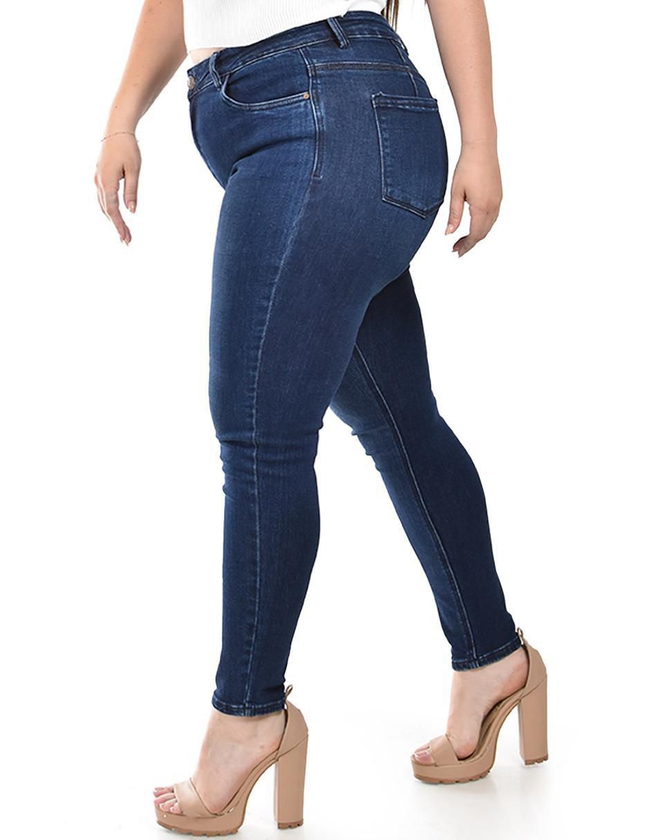 Jeans skinny corte media cintura para mujer 2
