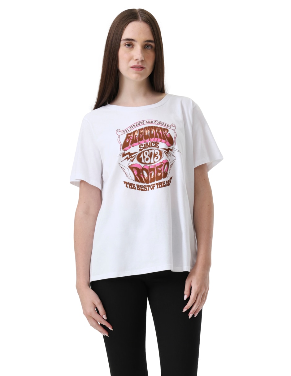 Playera manga corta cuello redondo para mujer