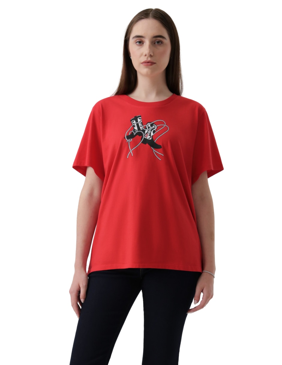 Playera manga corta cuello redondo para mujer