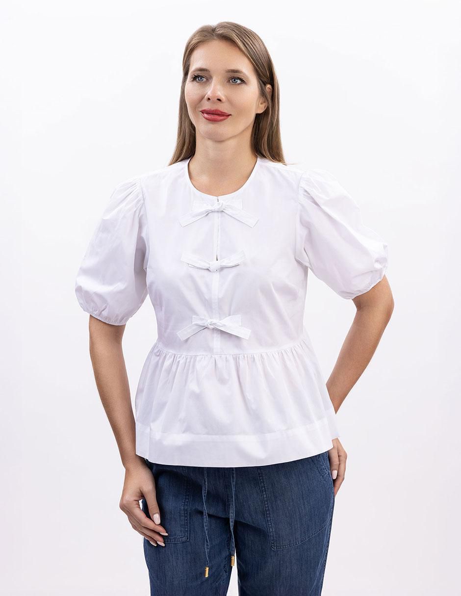 Blusa peplum manga al codo para mujer