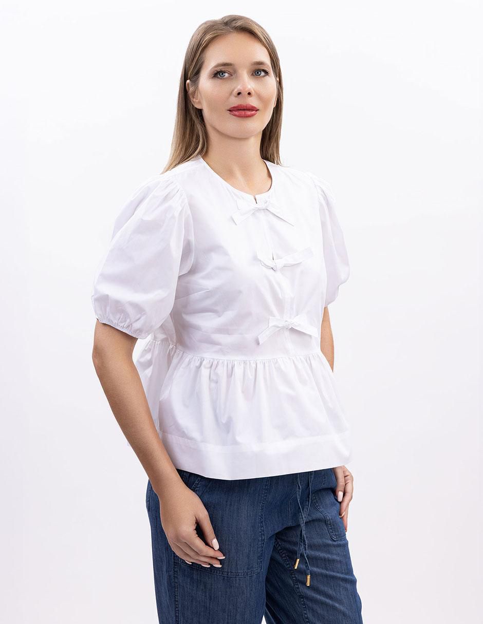 Blusa peplum manga al codo para mujer 2