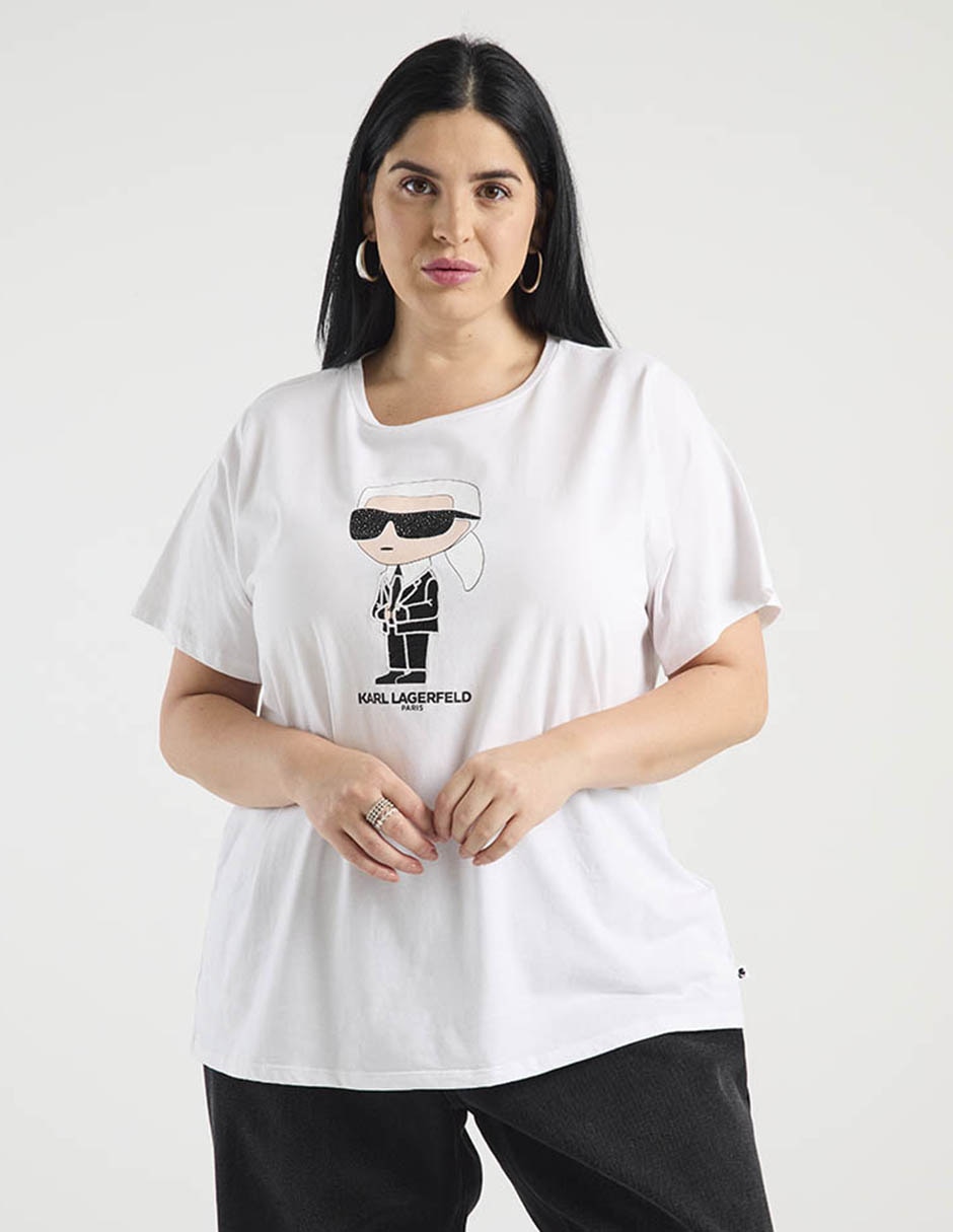 Playera manga corta cuello redondo para mujer