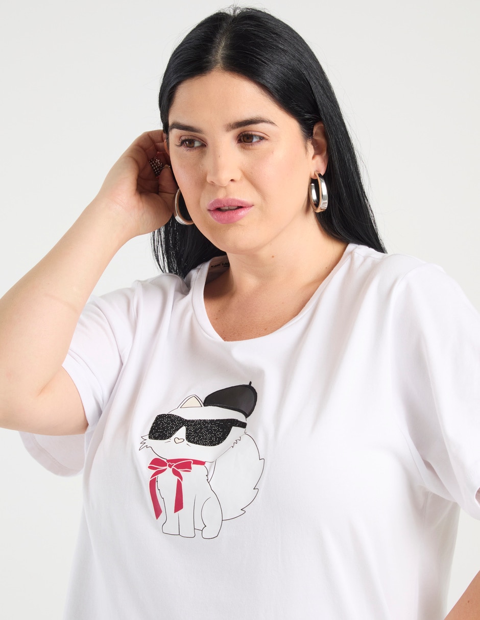 Playera manga corta cuello redondo para mujer 4