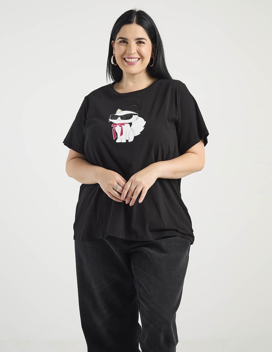 Playera manga corta cuello redondo para mujer