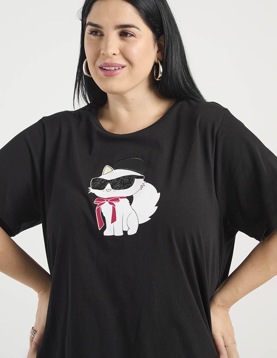 Playera manga corta cuello redondo para mujer 4