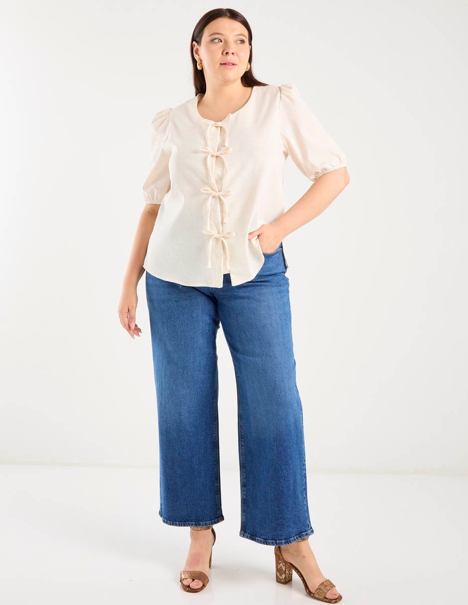 Jeans amplio cintura baja para mujer 2