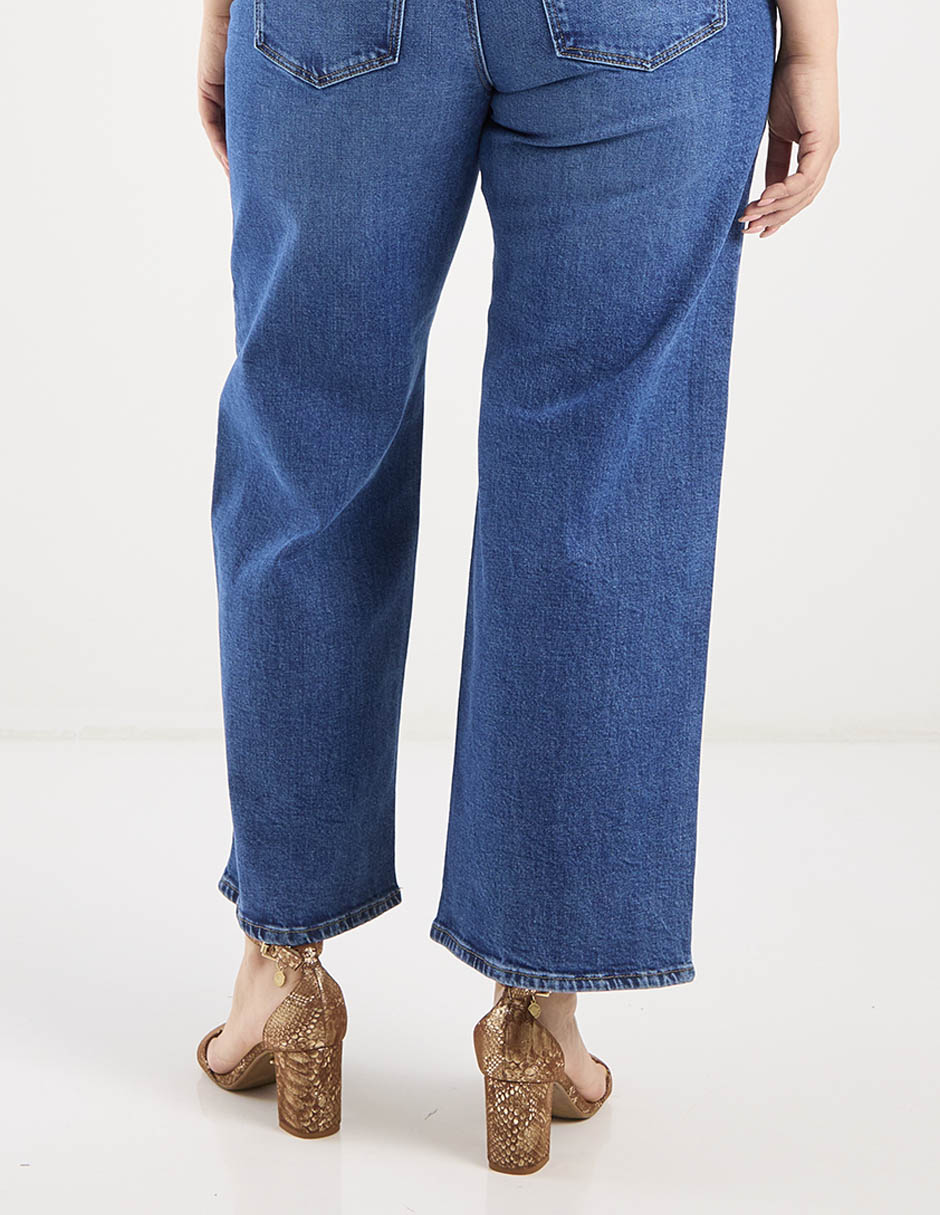 Jeans amplio cintura baja para mujer 5