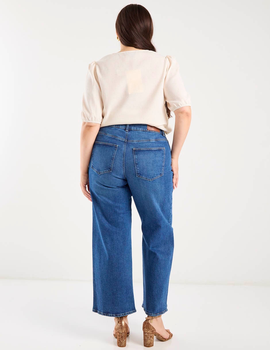 Jeans amplio cintura baja para mujer 6