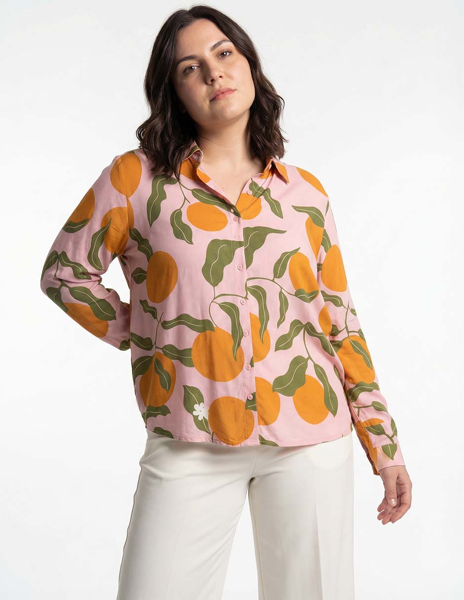 Blusa camisera manga larga para mujer