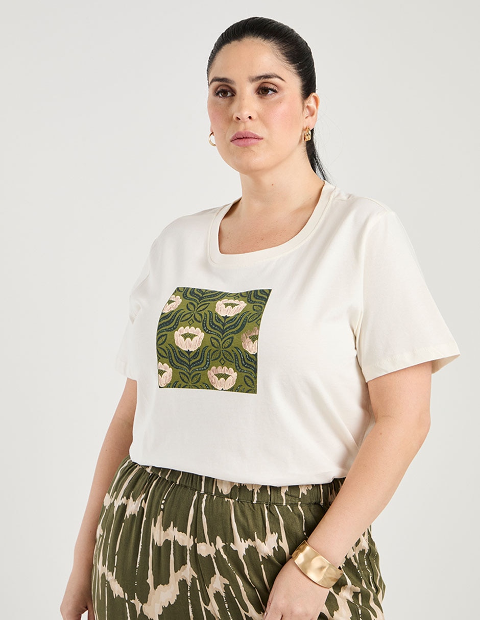 Playera manga corta cuello redondo para mujer Playera manga corta cuello redondo para mujer