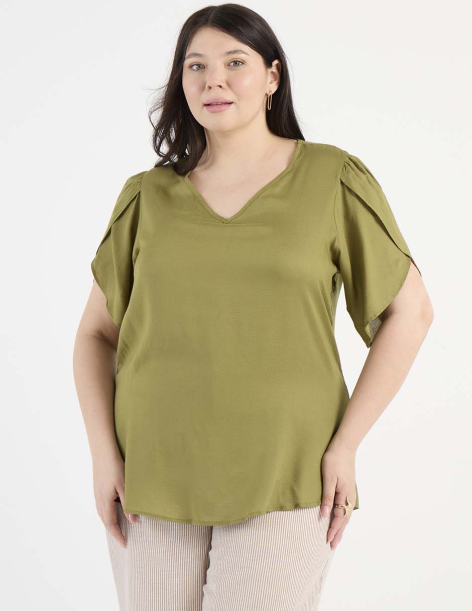 Blusa manga al codo para mujer