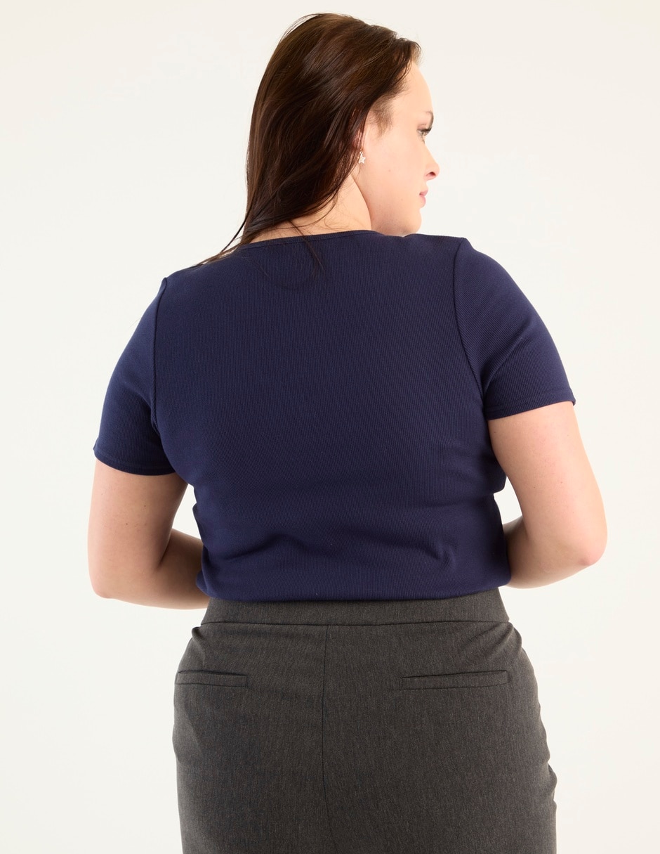 Playera manga corta  cuello V para mujer 2