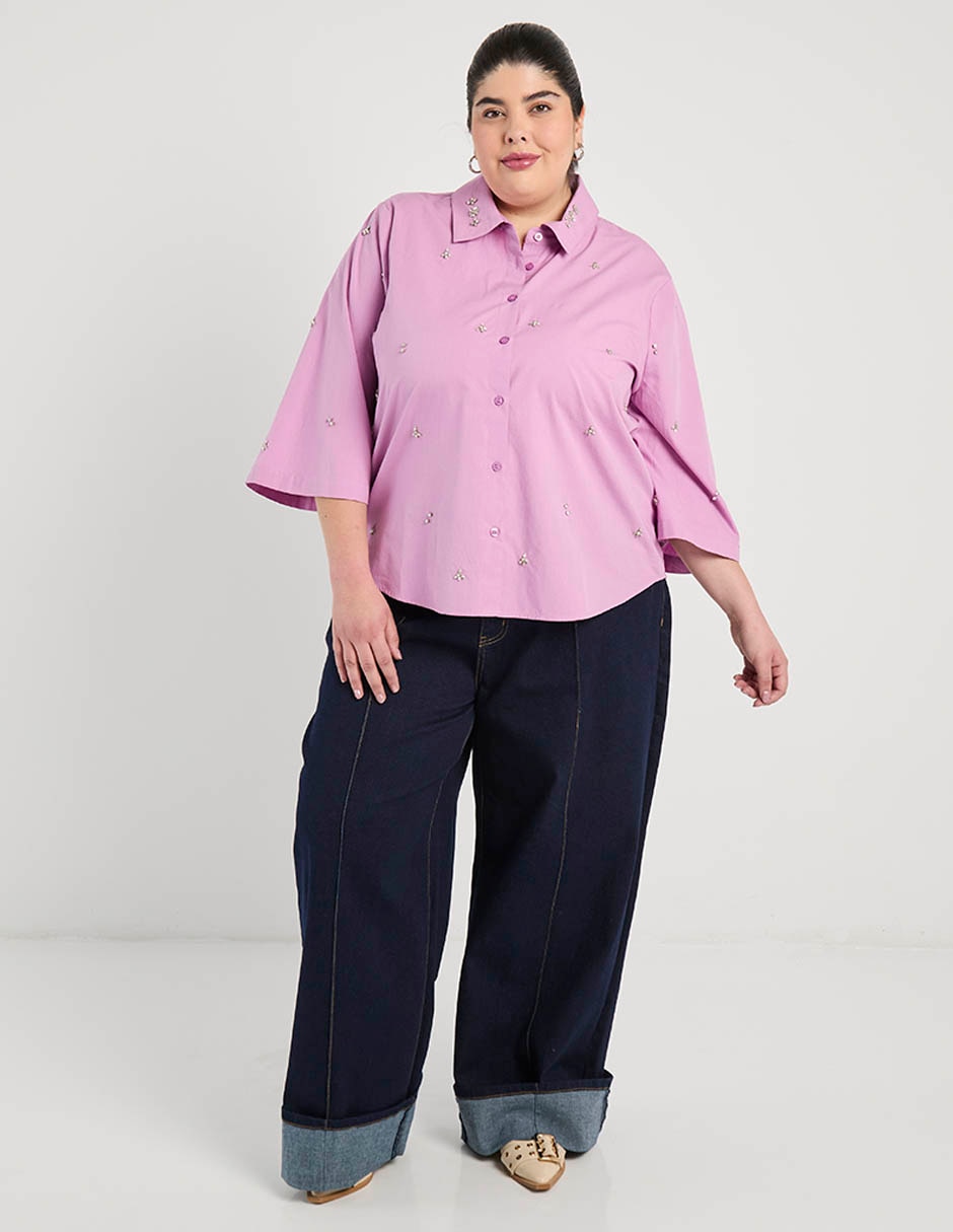 Camisa de algodón manga 3/4 para mujer 2