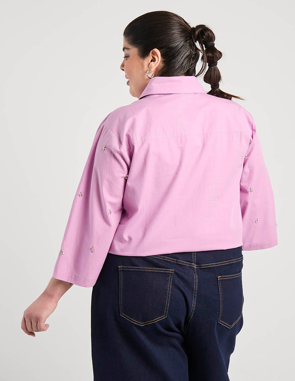 Camisa de algodón manga 3/4 para mujer 6