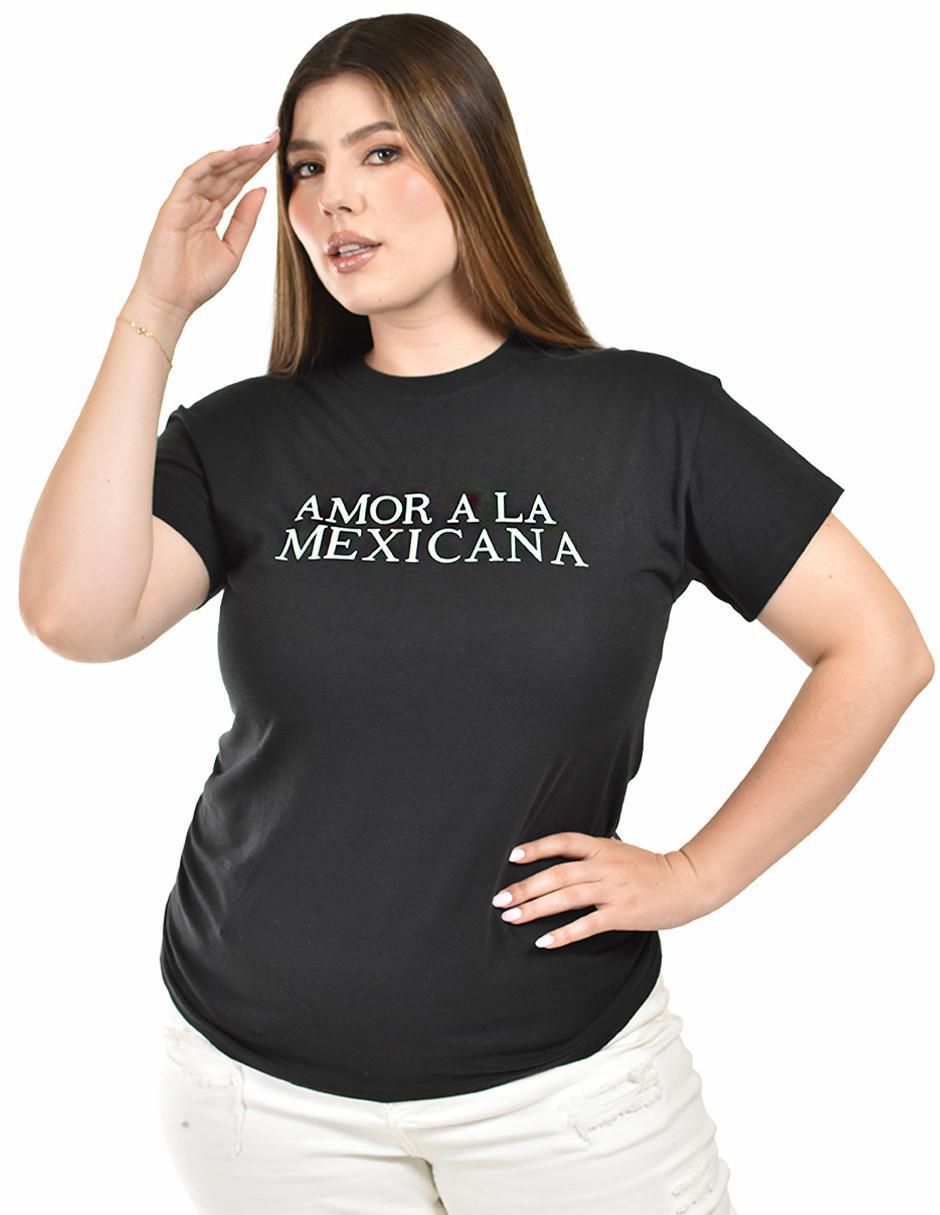 Playera manga corta cuello redondo para mujer