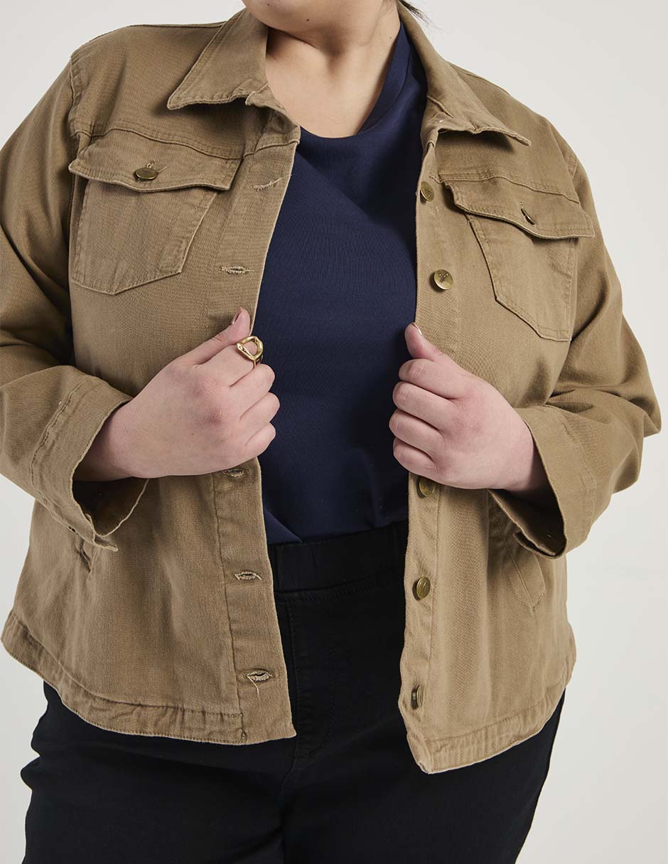 Chamarra denim The Pattern de mezclilla para mujer 4