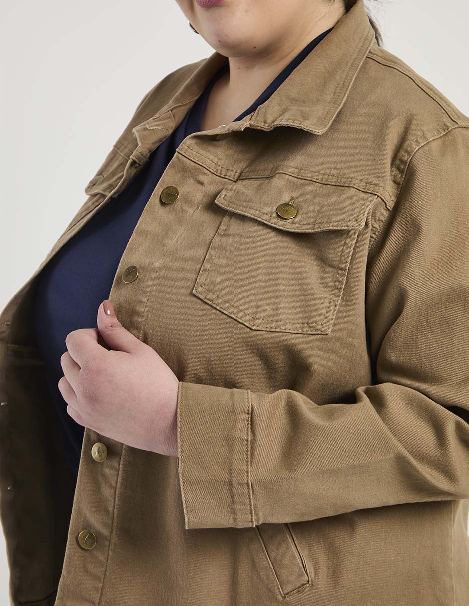 Chamarra denim The Pattern de mezclilla para mujer 5