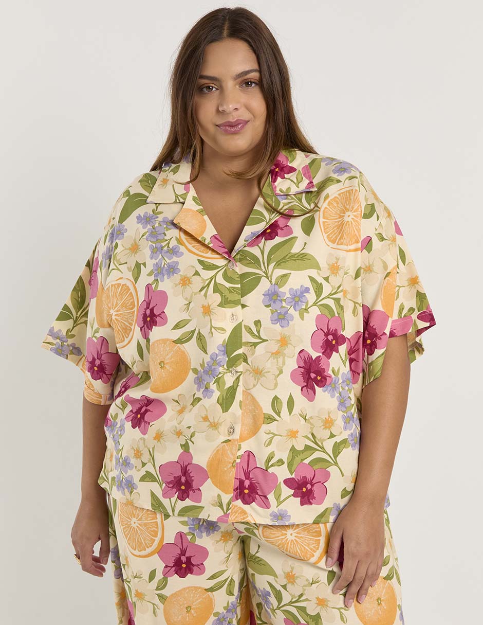 Blusa manga al codo para mujer
