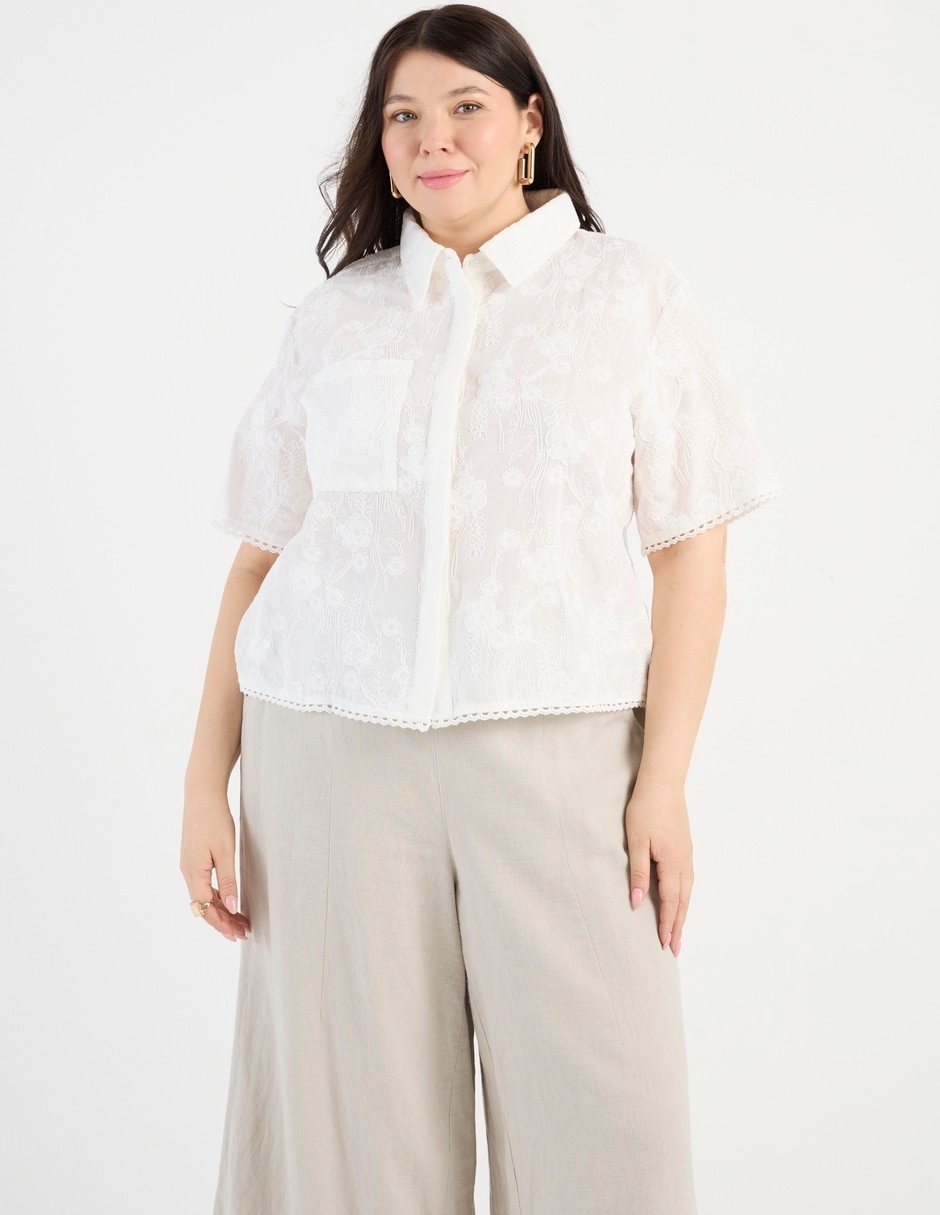Blusa manga al codo para mujer