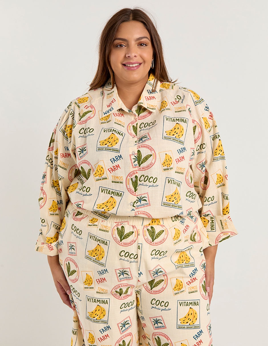 Blusa camisera manga 3/4 para mujer