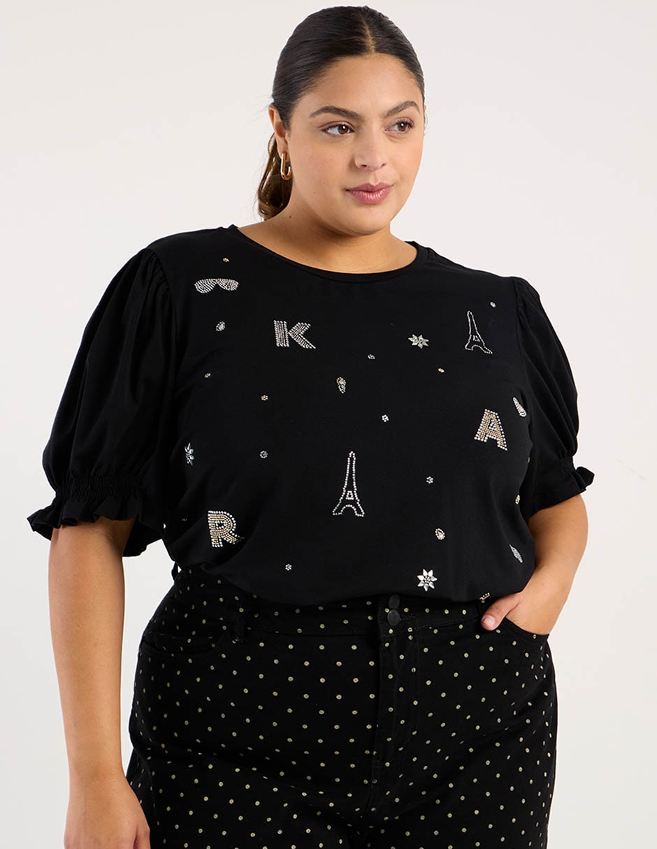 Blusa Karl Lagerfeld Paris manga al codo para mujer