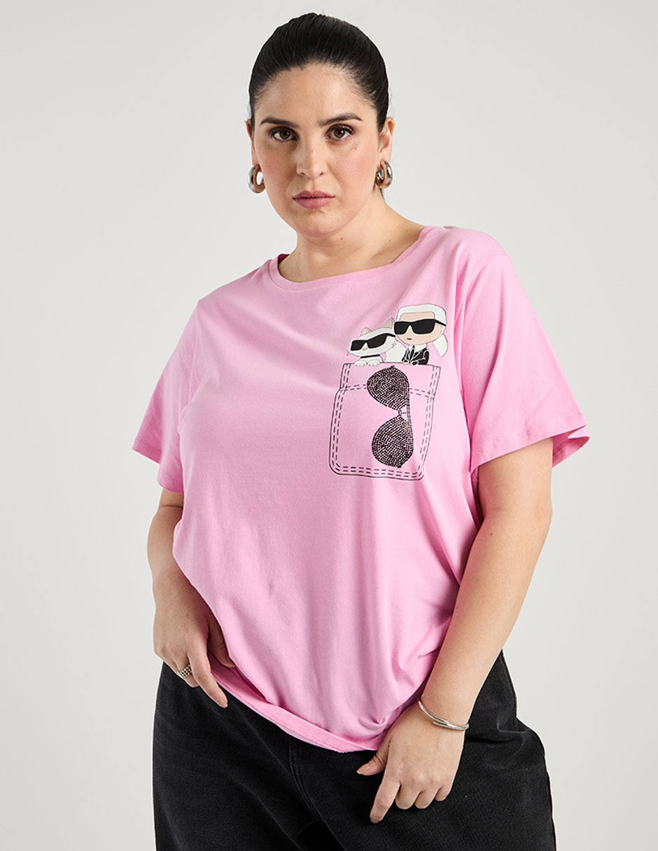 Playera manga corta cuello redondo para mujer