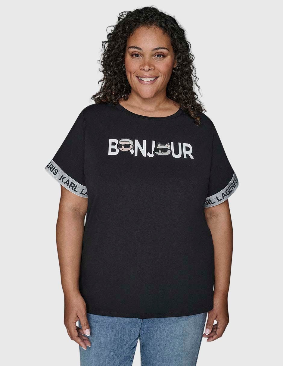 Playera manga corta cuello redondo para mujer